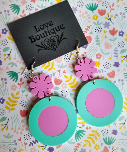 Candy flower disc earrings