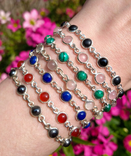 Silver and gemstone bracelets